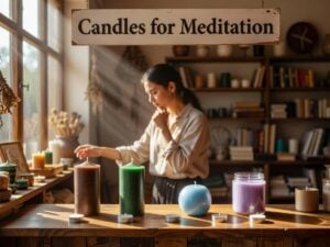 person choosing candles for meditation in a shop