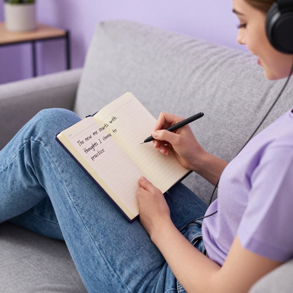 person writing in their journal and using Self Hypnosis for change