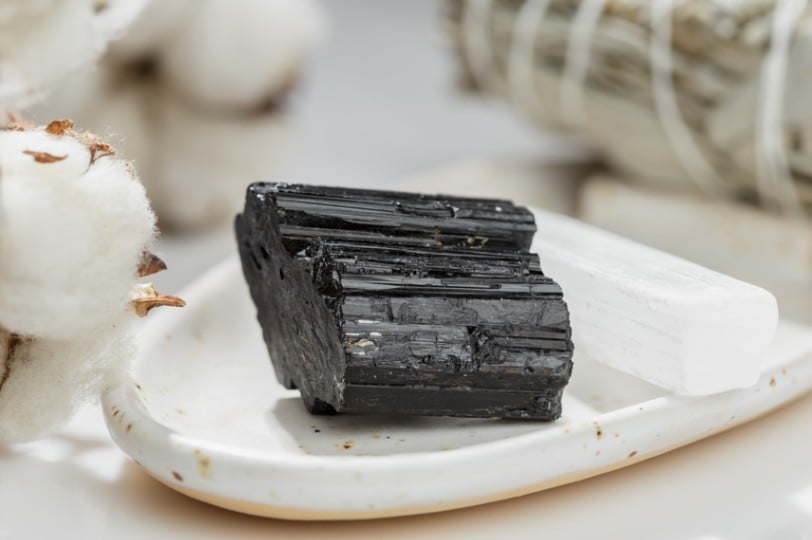 black tourmaline on a plate