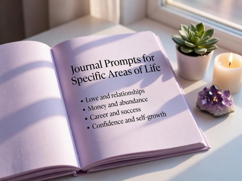 a few Journal Prompts for Specific Areas of Life