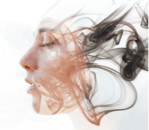 image of person with hair floating everywhere