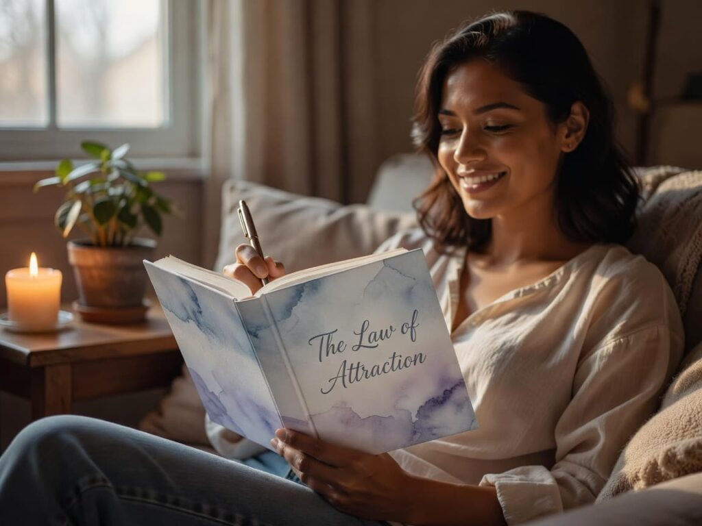 person using the law of attraction journal ideas for manifestation affirmations