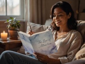 person using the law of attraction journal ideas for manifestation affirmations