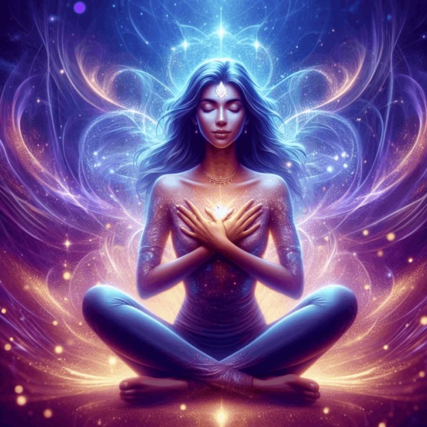 ai image a person balancing chakras with solfeggio frequency music