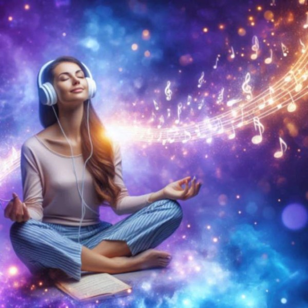 person listening to 888 Hz and Feeling the sounds via headphones