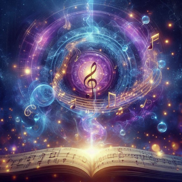 musical notes floating around in the cosmos