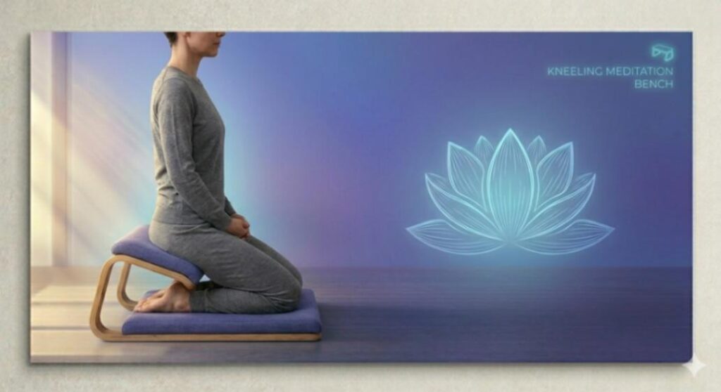 person meditating on a kneeling meditation seat