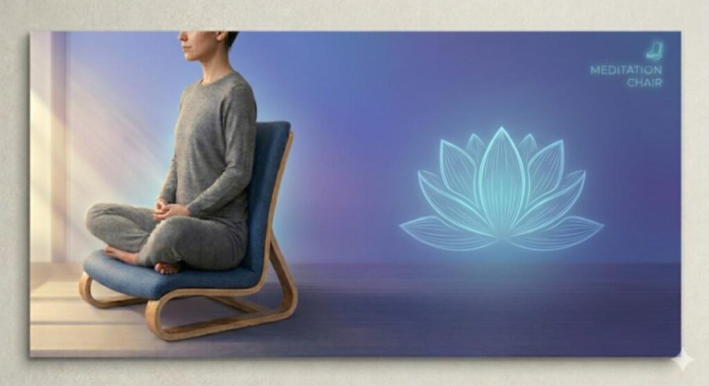 illustration of person sitting on a low to floor meditation chair