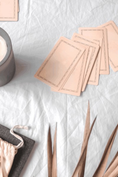 Meditation cards spread on the table used for daily mindful moments