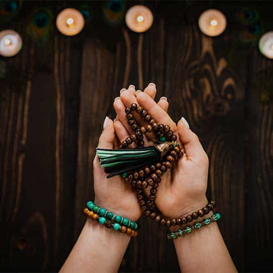 wooden mala beads