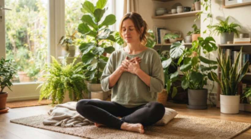 person feeling heart chakra energy imbalance while meditating