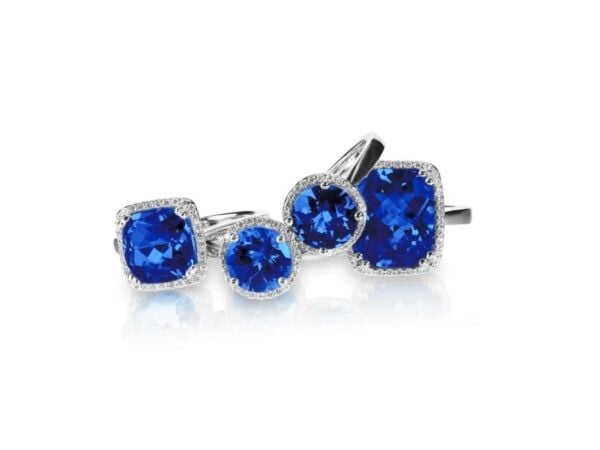 deep blue saphire rings and ear rings