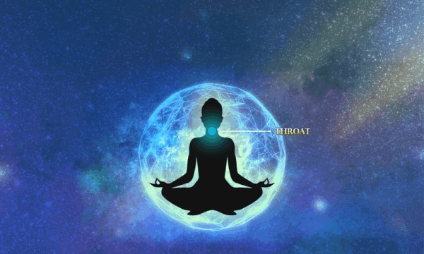 silhouette meditating showing throat chakra location