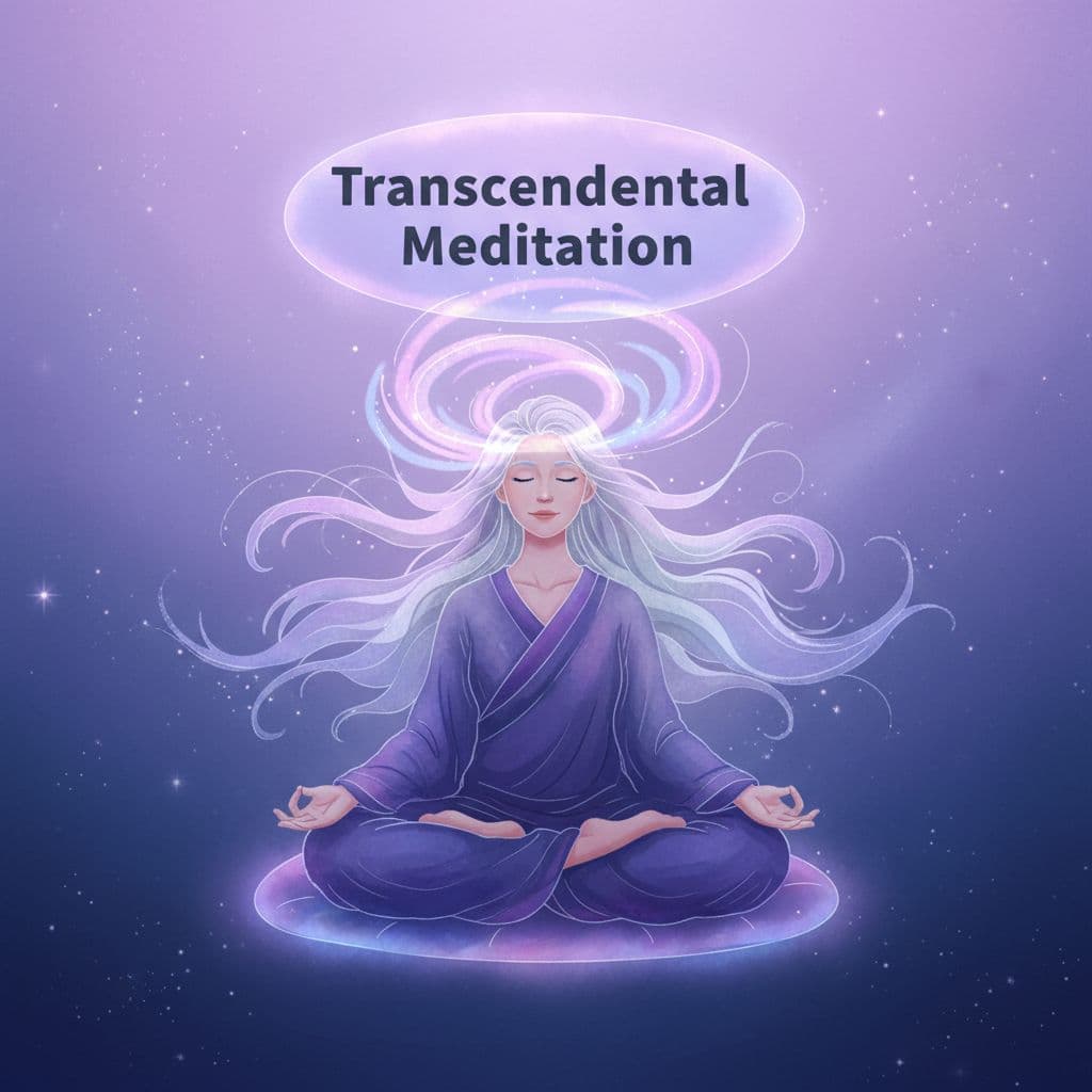 illustration of person doing a transcendental meditation showing its title ontop