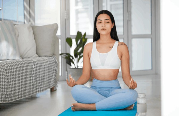 person doing breathwork meditation