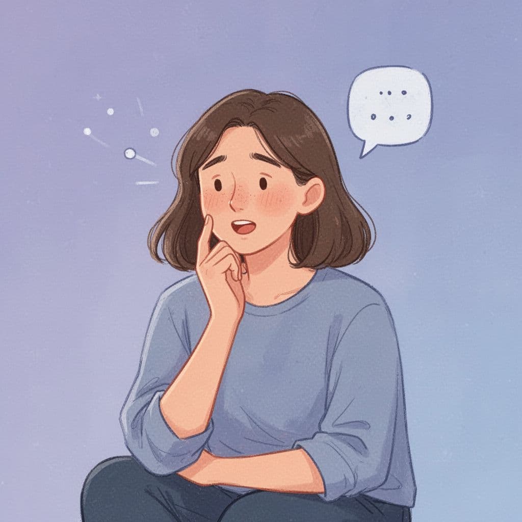 Person thinking with a speech bubble, reflecting on inner dialogue and how their words shape their energy