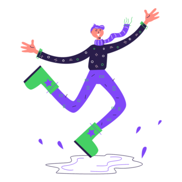 person jumping in puddle having fun embracing positive vibes