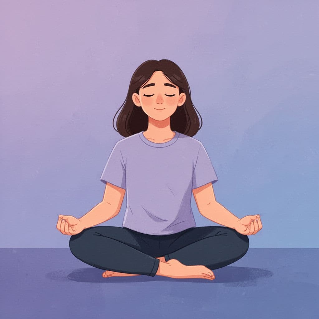 Person sitting cross-legged with eyes closed, meditating calmly as part of a self-care routine to surround themselves with positive energy