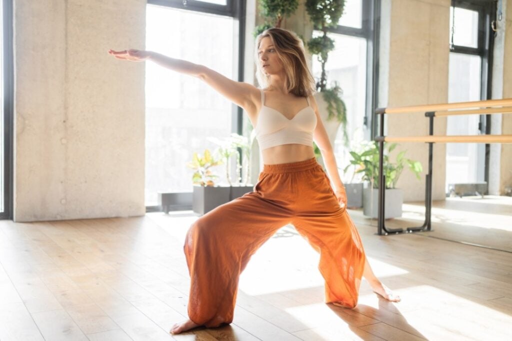 balancing sacral chakra with movement while reflecting with affirmations